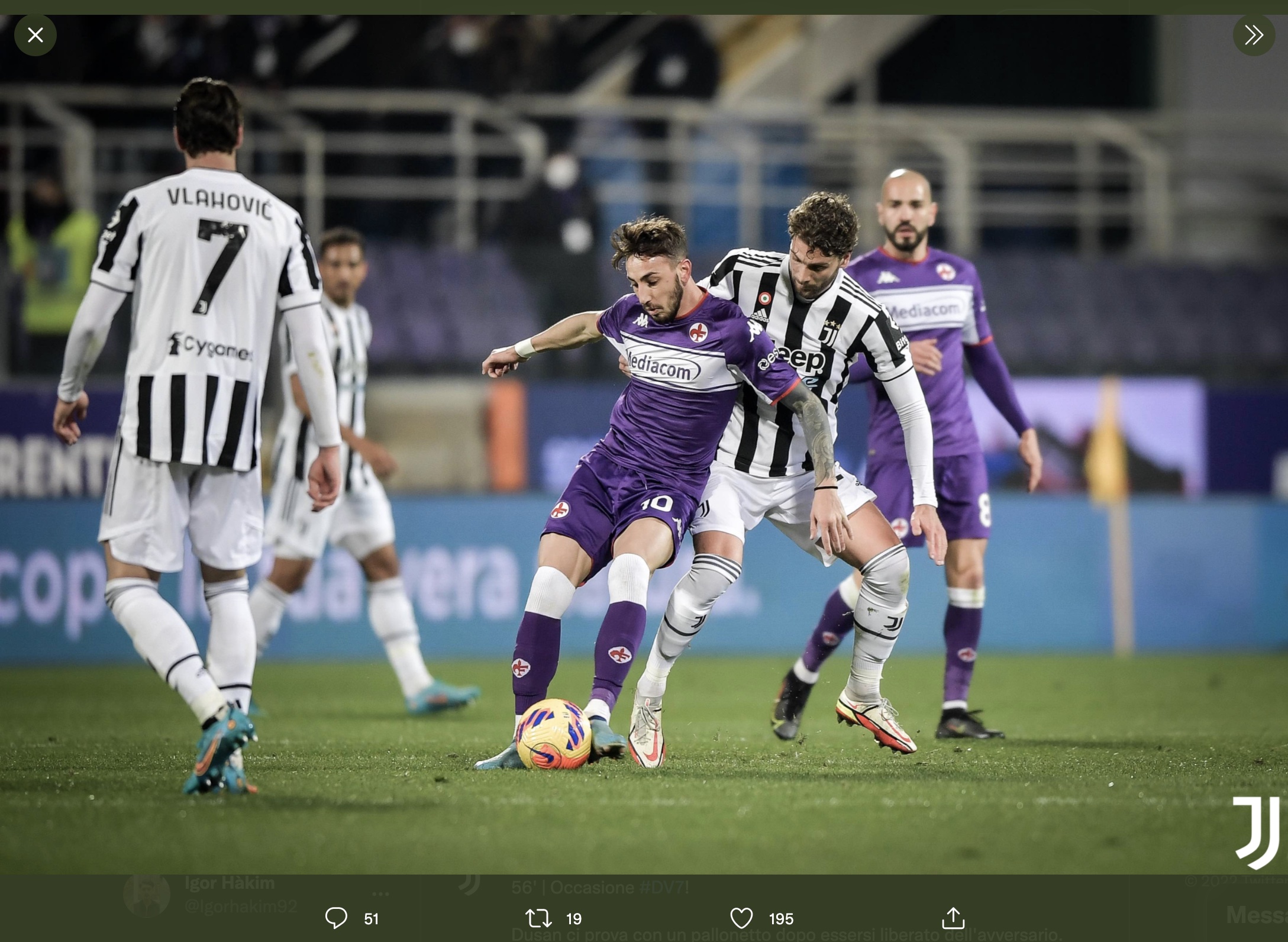 Hasil Fiorentina vs Juventus di Coppa Italia: Gol Bunuh diri Lorenzo Venuti di Masa Injury Time Menangkan Bianconeri