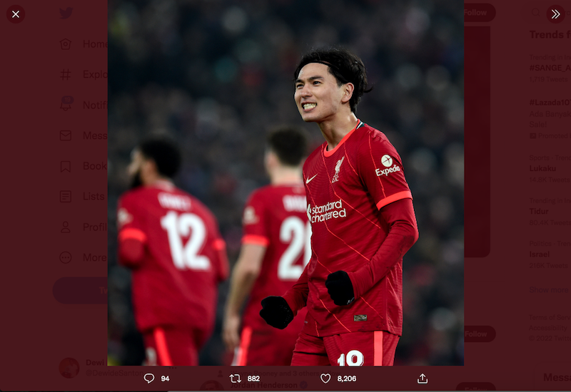 Hasil Liverpool vs Norwich City: Brace Takumi Minamino Antar Si Merah ke Perempat Final