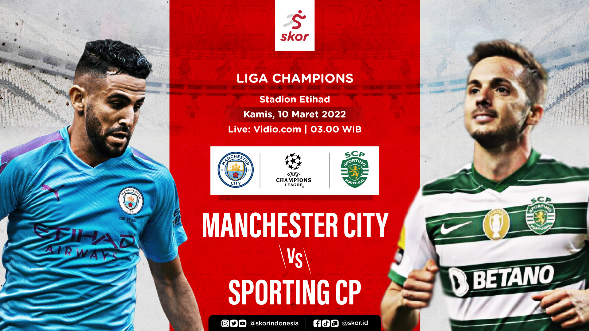 Link Live Streaming Manchester City vs Sporting CP di Liga Champions