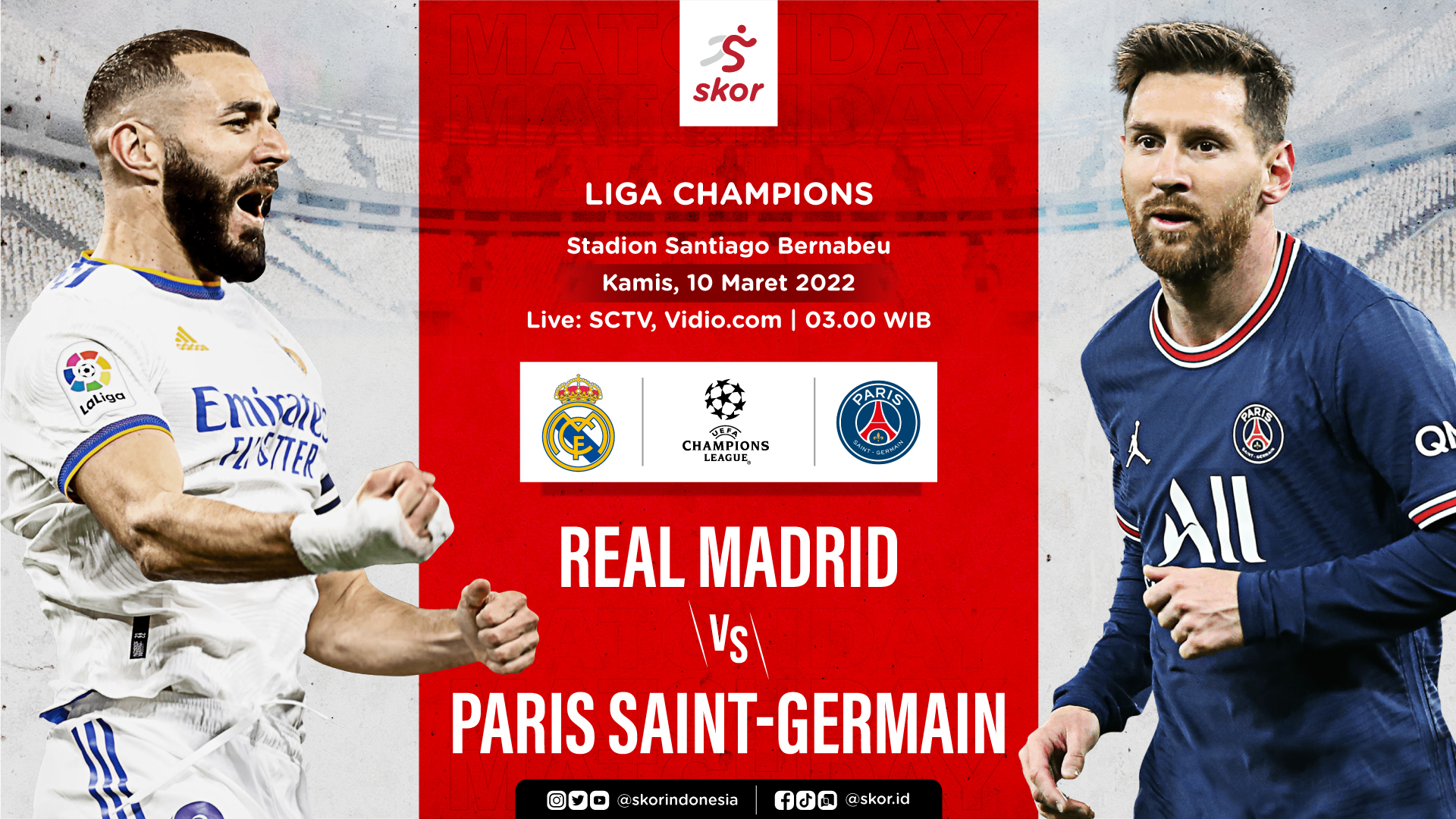 Link Live Streaming Real Madrid vs PSG di Liga Champions