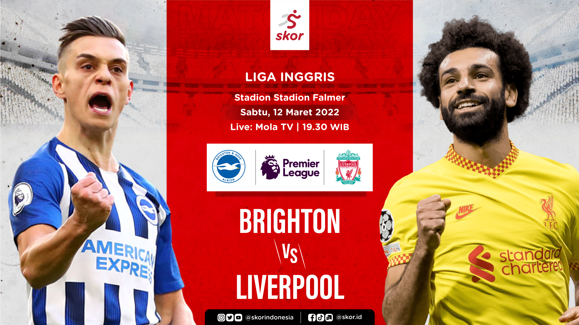 Link Live Streaming Brighton and Hove Albion vs Liverpool di Liga Inggris