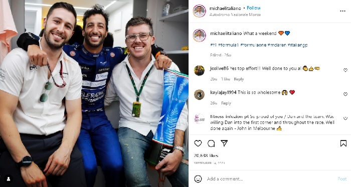 Bromance Daniel Ricciardo dan Michael Italiano:  Tak Hanya Rancang Sesi Kebugaran, Juga Urusi Laundry