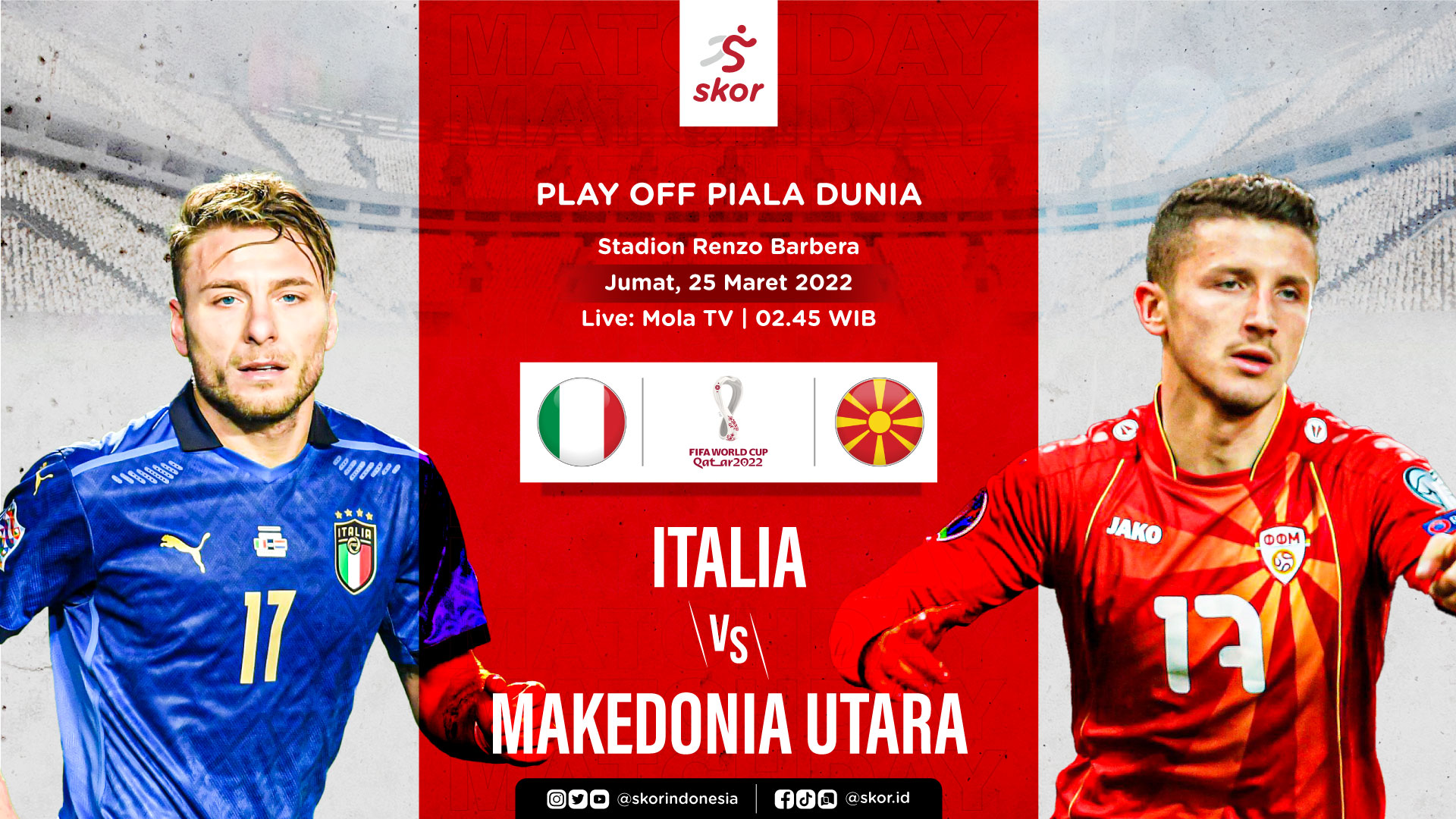 Link Live Streaming Italia vs Makedonia Utara di Playoff Piala Dunia 2022