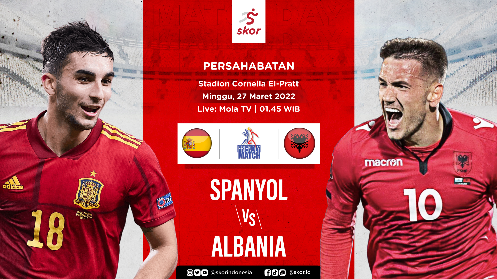 Link Live Streaming Spanyol vs Albania di Laga Persahabatan