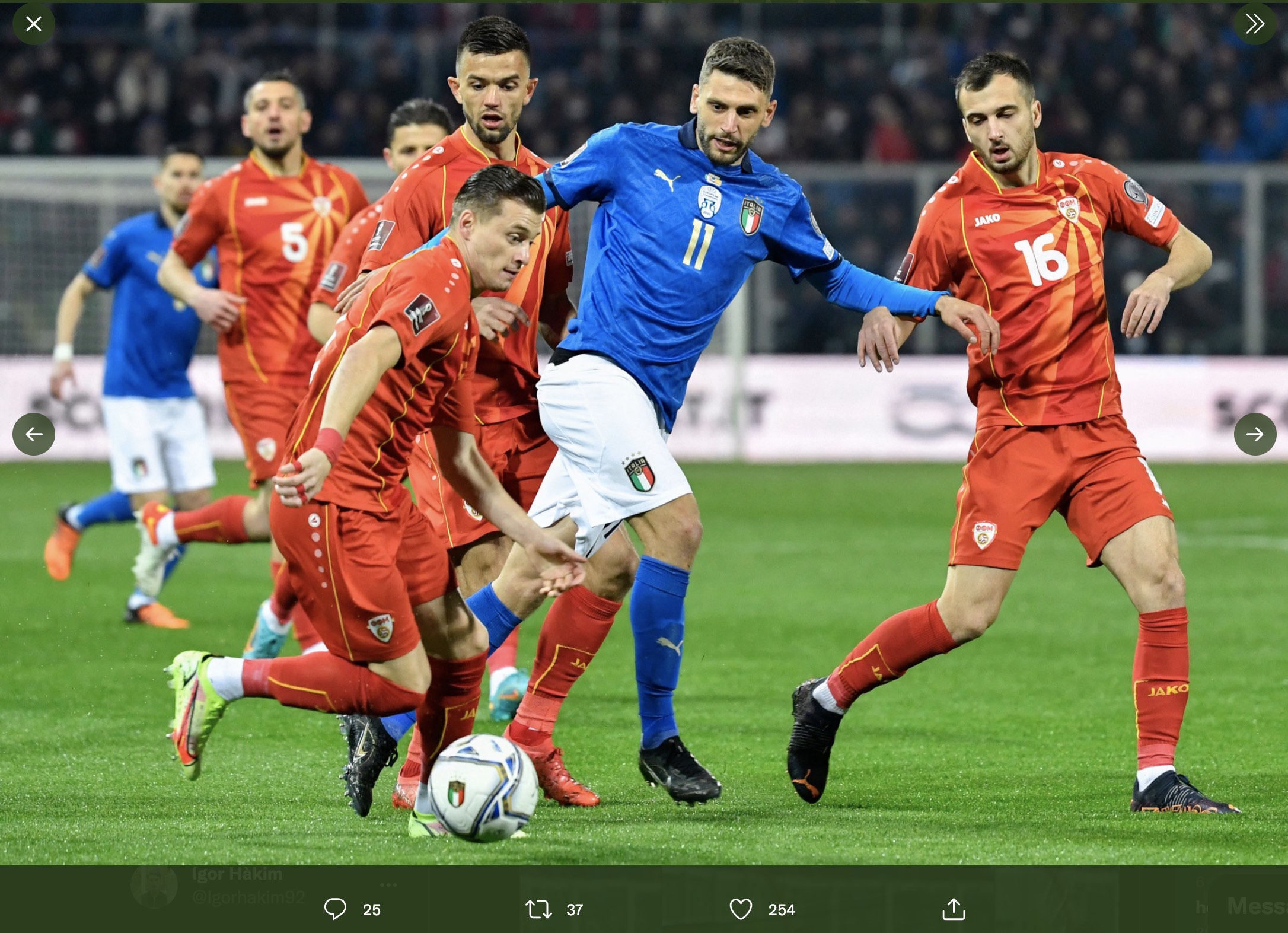 Hasil Italia vs Makedonia Utara: Gol Aleksandar Trajkovski di Masa Injury Time Singkirkan Gli Azzurri