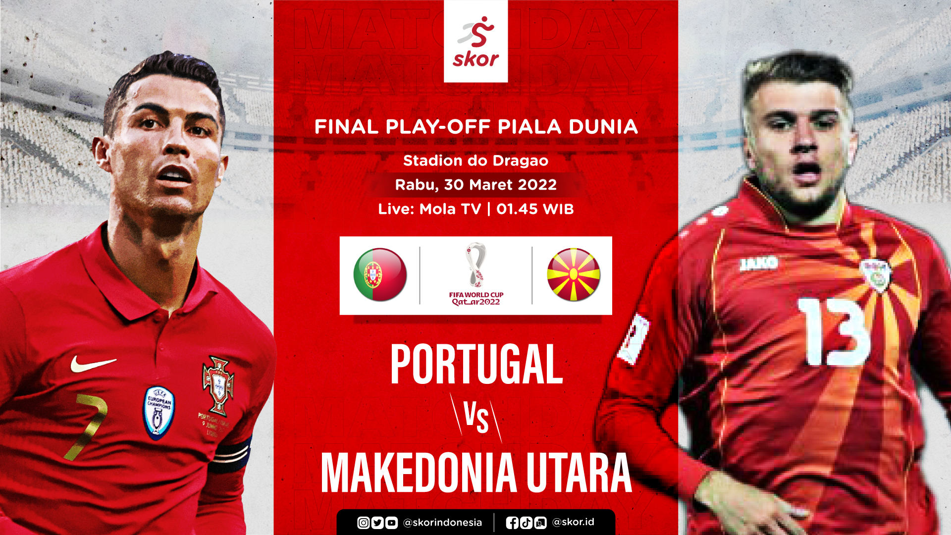 Link Live Streaming Portugal vs Makedonia Utara di Playoff Piala Dunia 2022
