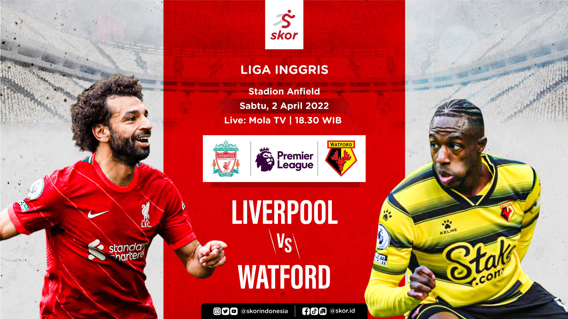 Link Live Streaming Liverpool vs Watford di Liga Inggris