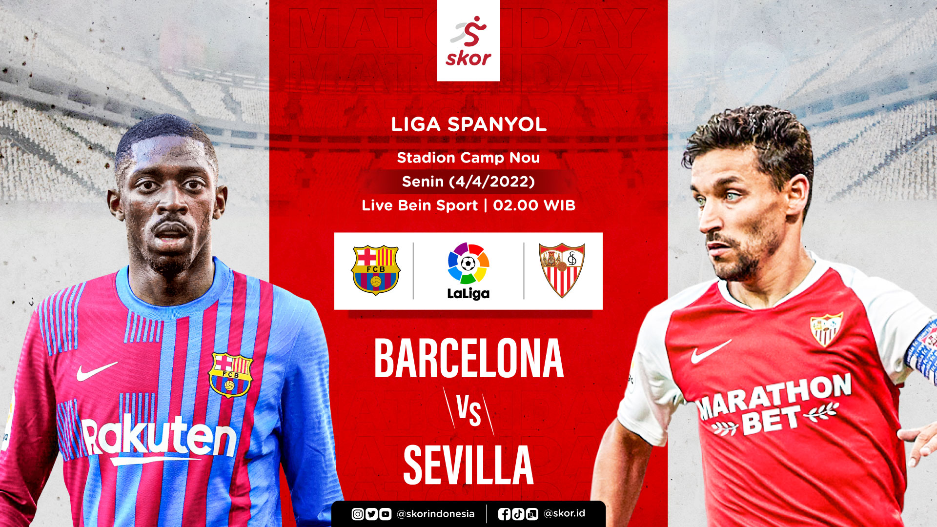 Link Live Streaming Barcelona vs Sevilla di Liga Spanyol