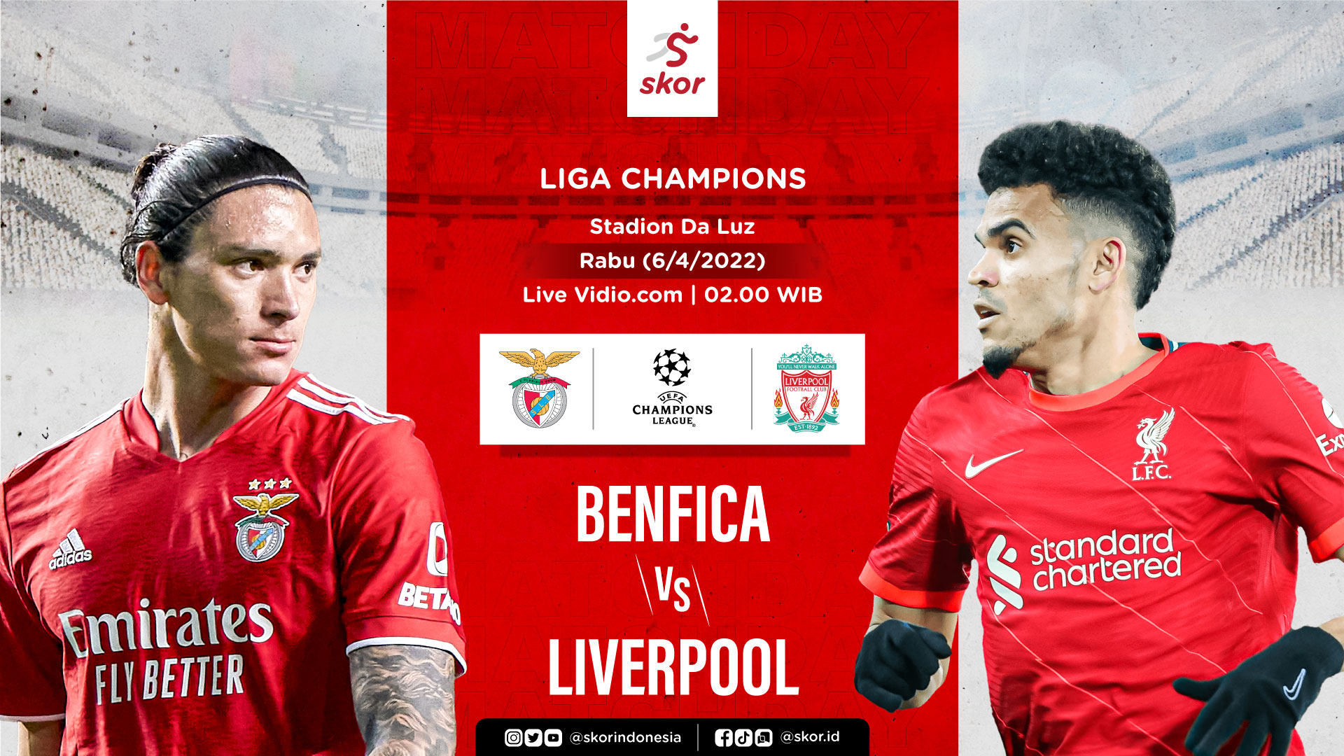 Link Live Streaming Benfica vs Liverpool di Liga Champions