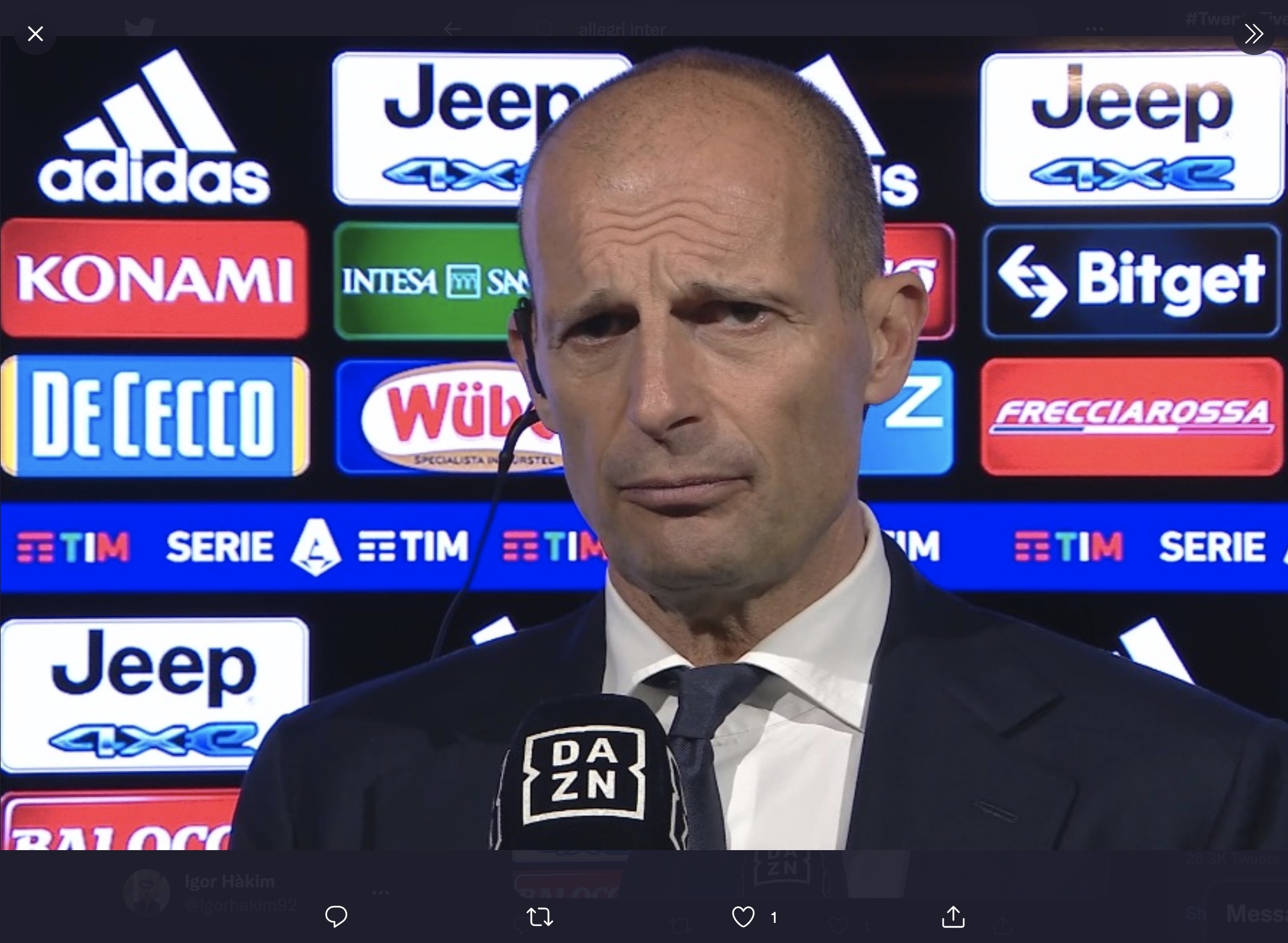Juventus 0-1 Inter Milan: Massimiliano Allegri Favoritkan Nerazzurri Raih Scudetto