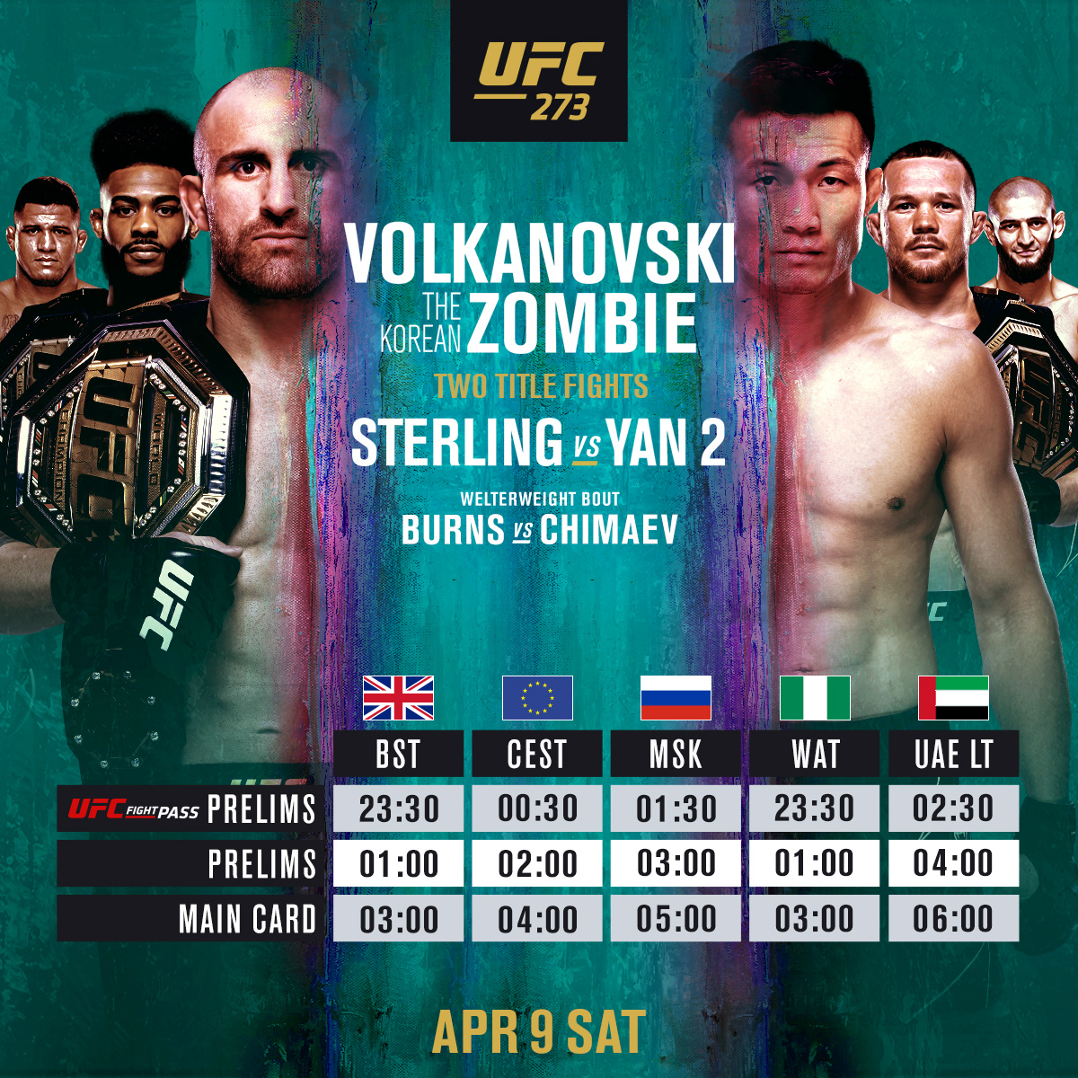 Link Live Streaming UFC 273: Alexander Volkanovski vs The Korean Zombie