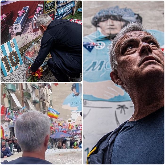 Jose Mourinho Kunjungi Mural Diego Maradona sebelum Pertandingan Napoli vs AS Roma