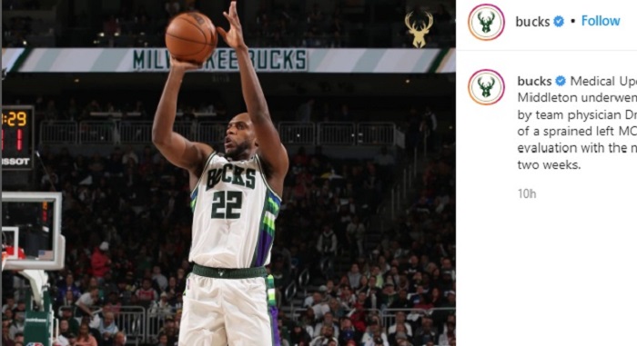 NBA Playoff 2022: Khris Middleton Absen 2 Pekan, Milwaukee Bucks Tampil Pincang