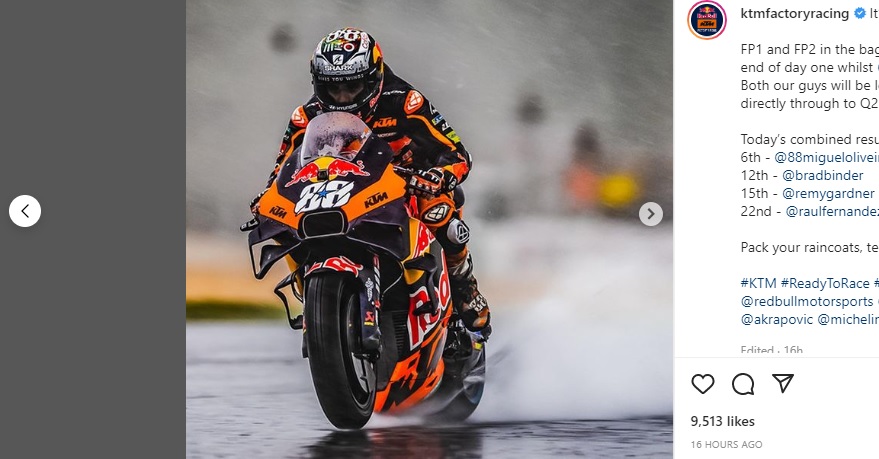 Hasil FP3 MotoGP Portugal 2022: Melesat di Tengah Sesi, Miguel Oliveira Catat Waktu Tercepat