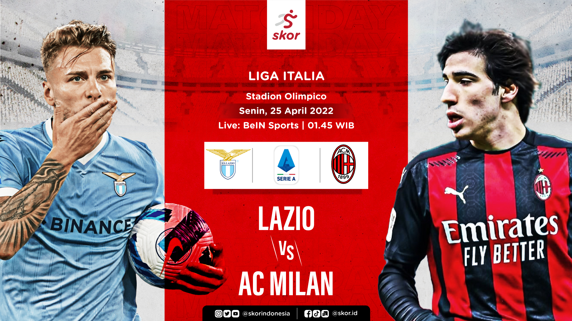 Link Live Streaming Lazio vs AC Milan di Liga Italia