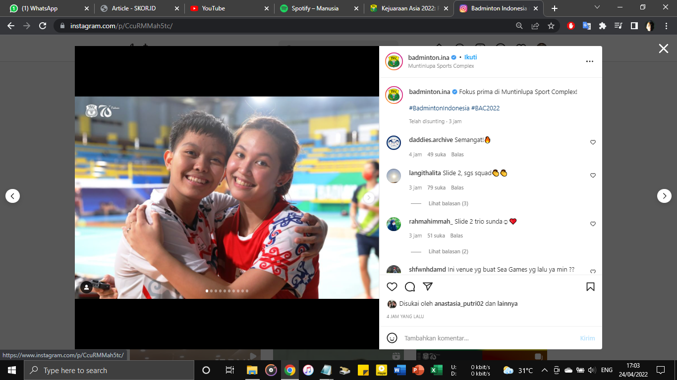 BAC 2022 Penuh Haru, Ajang Terakhir Pasangan Ribka Sugiarto/Siti Fadia