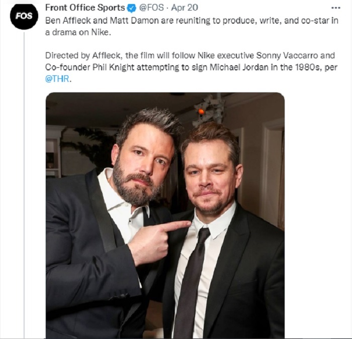 Matt Damon dan Ben Affleck Akan Garap Proyek Film tentang Nike dan Michael Jordan