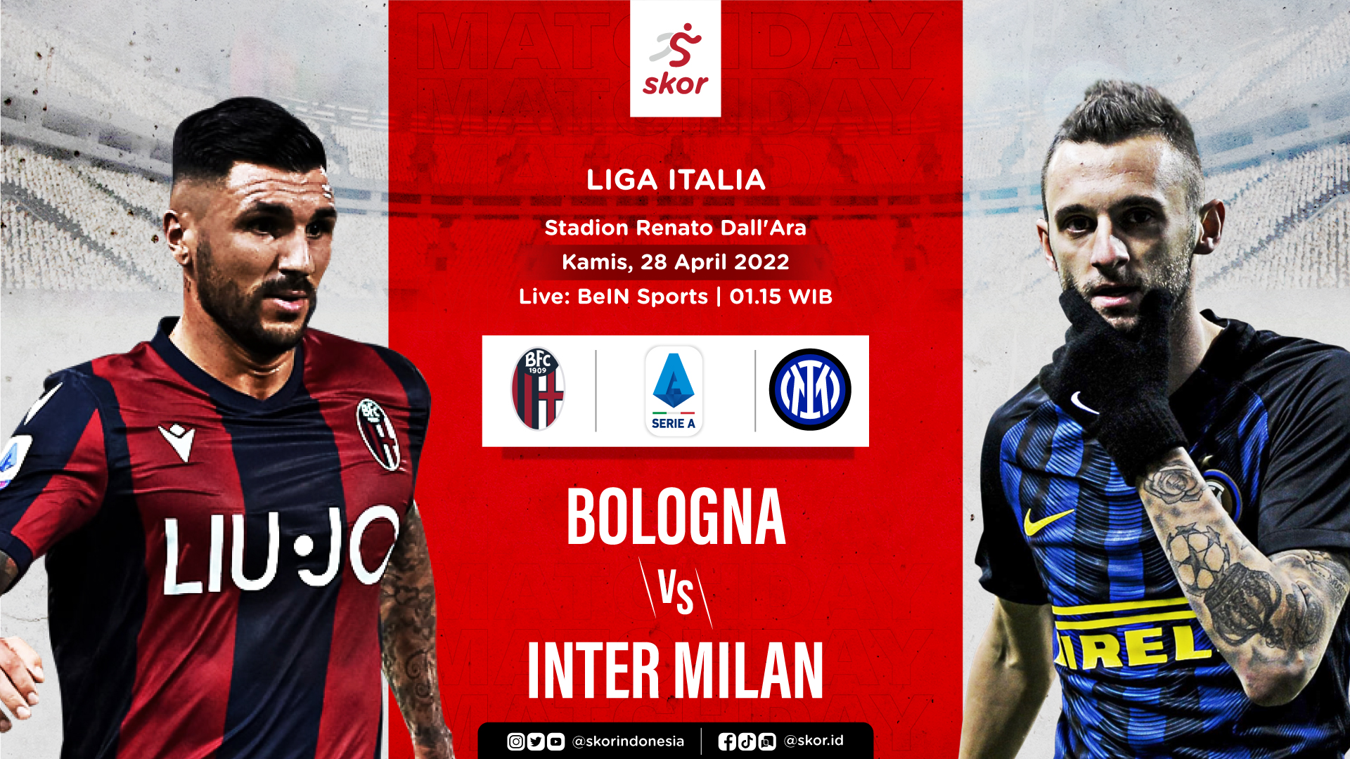 Link Live Streaming Bologna vs Inter Milan di Liga Italia