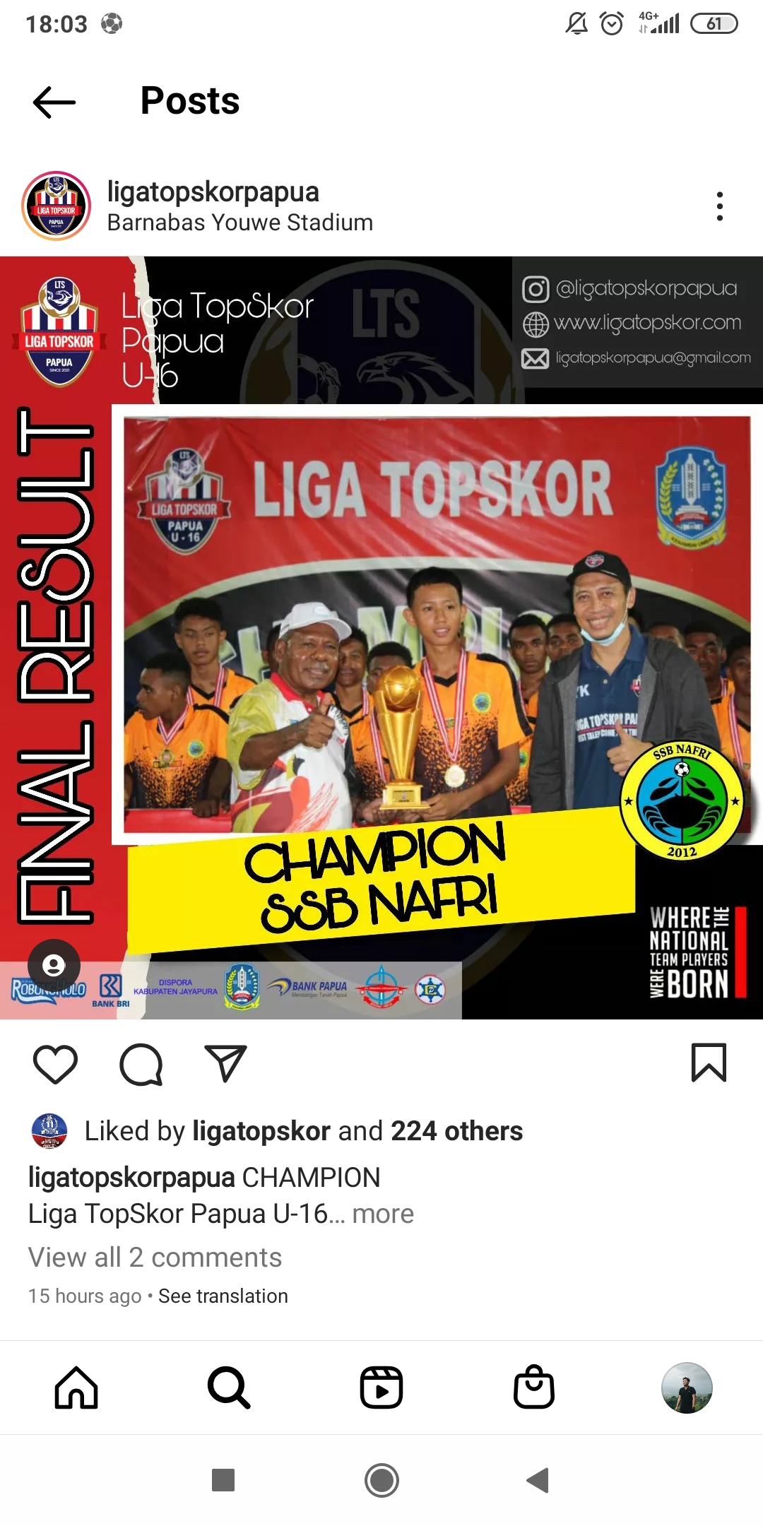 Distribusi Gelar Liga TopSkor U-16 Papua 2022