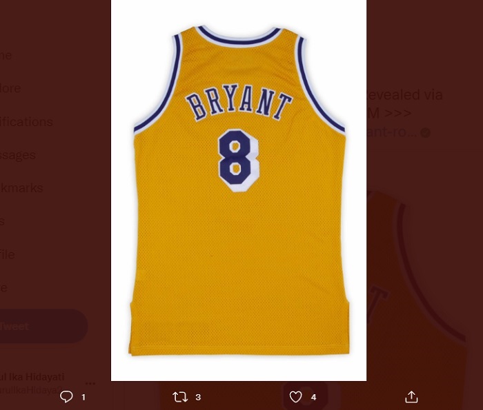 Jersey Rookie Milik Kobe Bryant saat di Lakers Akan Dilelang Seharga Rp73 Miliar