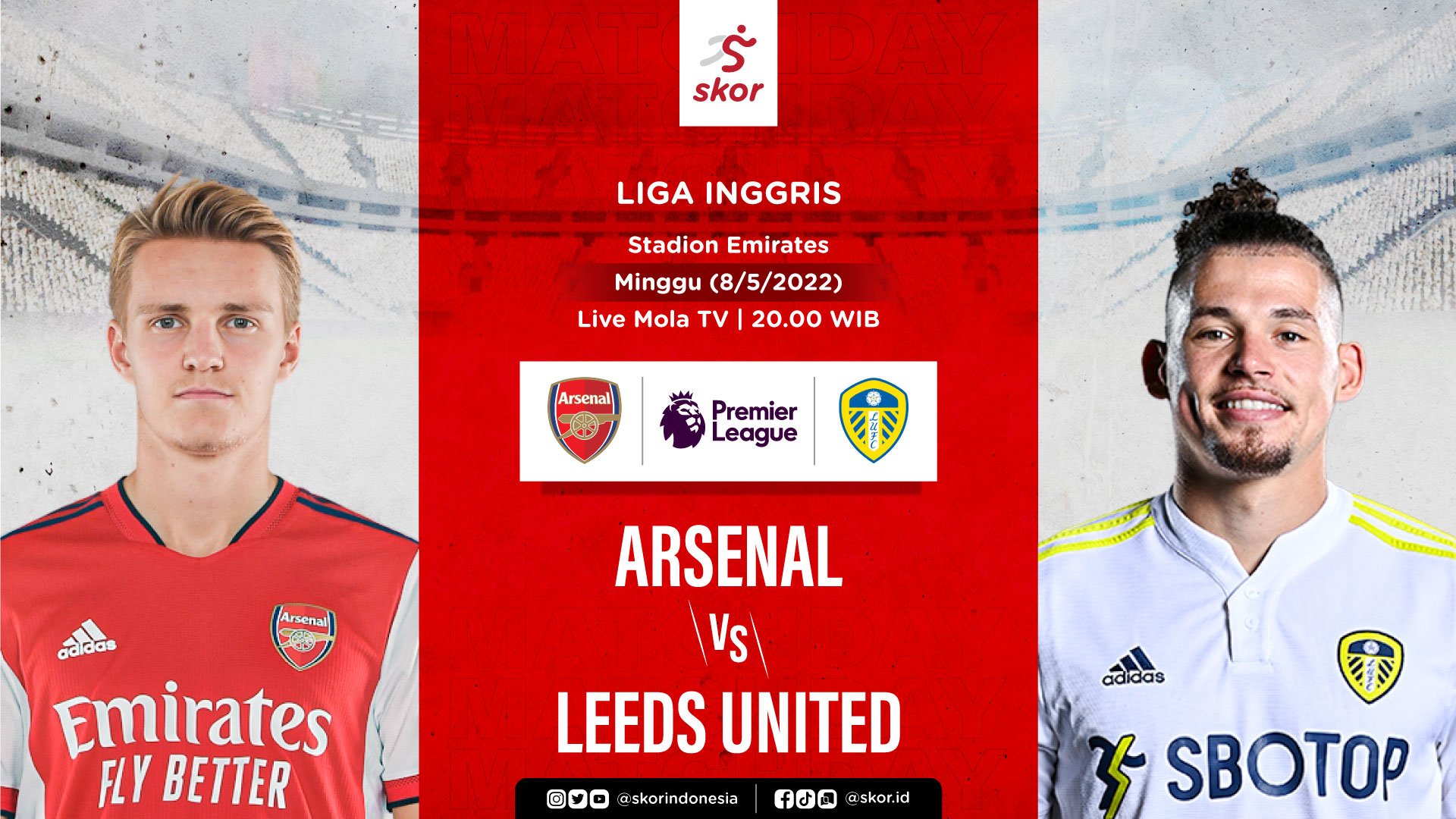 Link Live Streaming Arsenal vs Leeds United di Liga Inggris