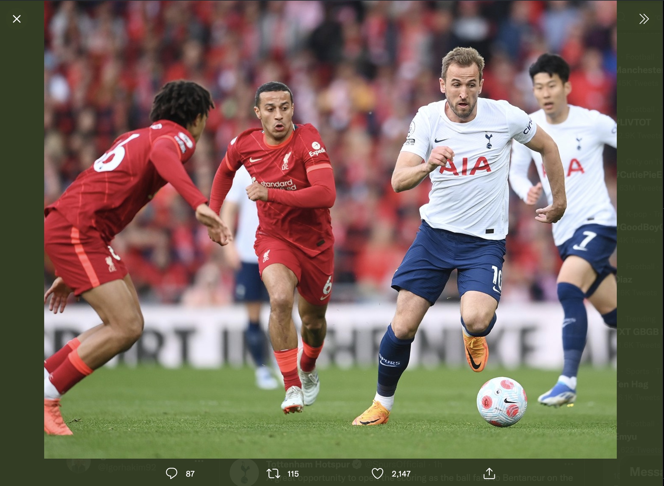 Hasil Liverpool vs Tottenham Hotspur: Imbang 1-1, The Reds dan Spurs Berbagi Poin
