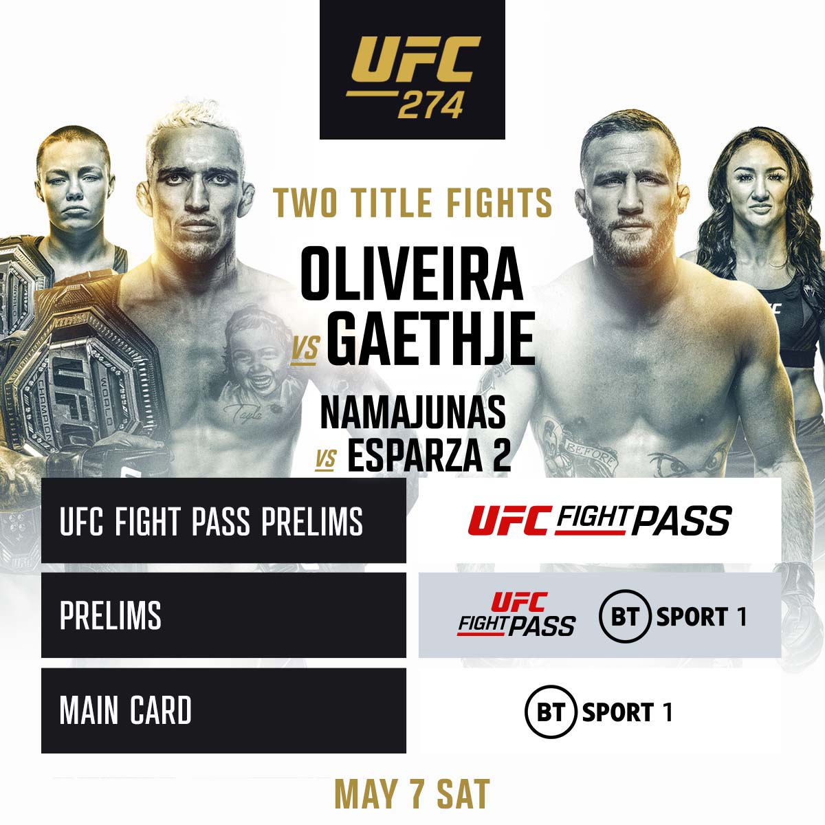 Link Live Streaming UFC 274: Charles Oliveira vs Justin Gaethje Jadi Sajian Utama
