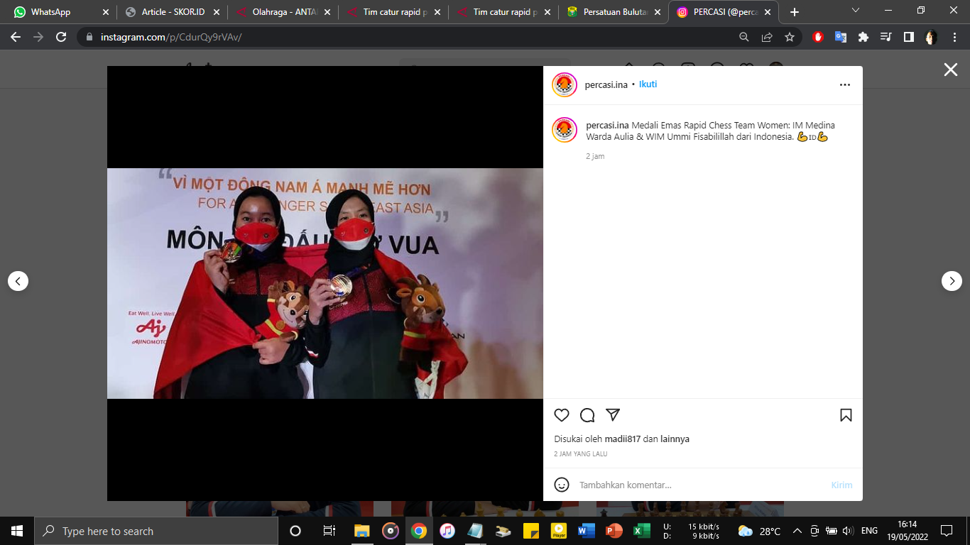 SEA Games 2021: Tim Catur Rapid Putri Indonesia Sabet Emas, Tim Putra Raih Perunggu