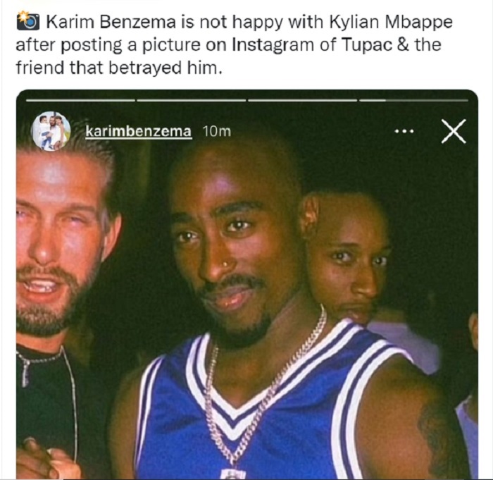 Benzema Pasang Foto Tupac Shakur untuk Gambarkan Pengkhianatan Kylian Mbappe