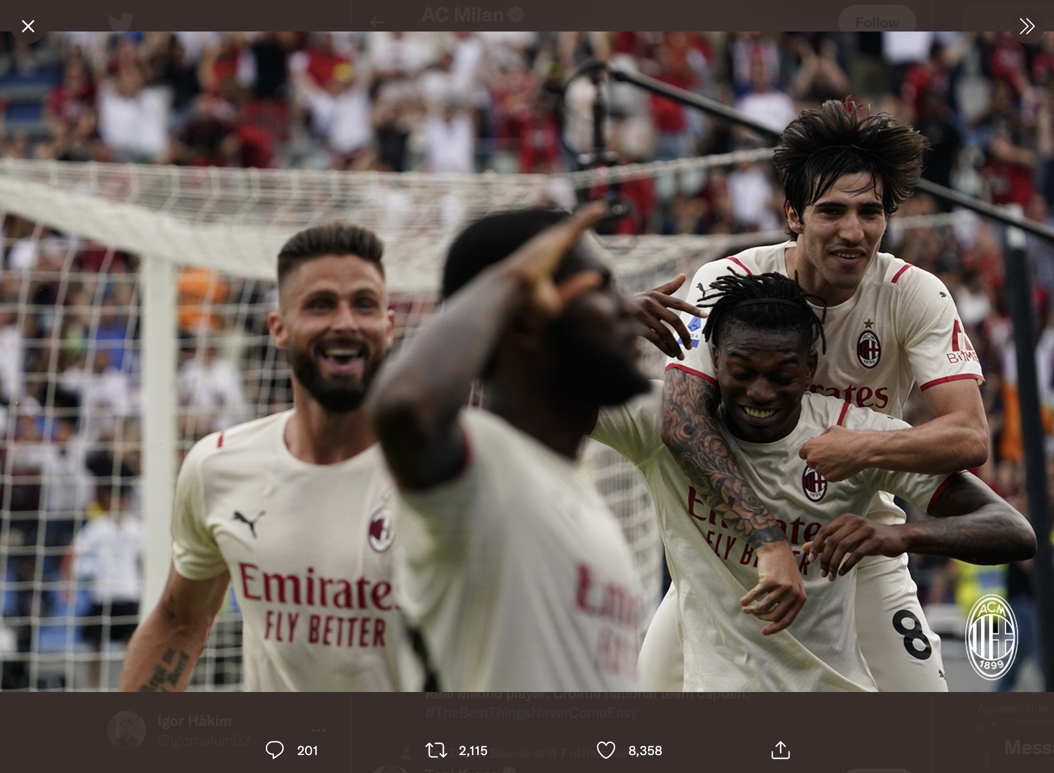 Hasil Sassuolo vs AC Milan: Menang 3-0, I Rossoneri Juara Liga Italia 2021-2022