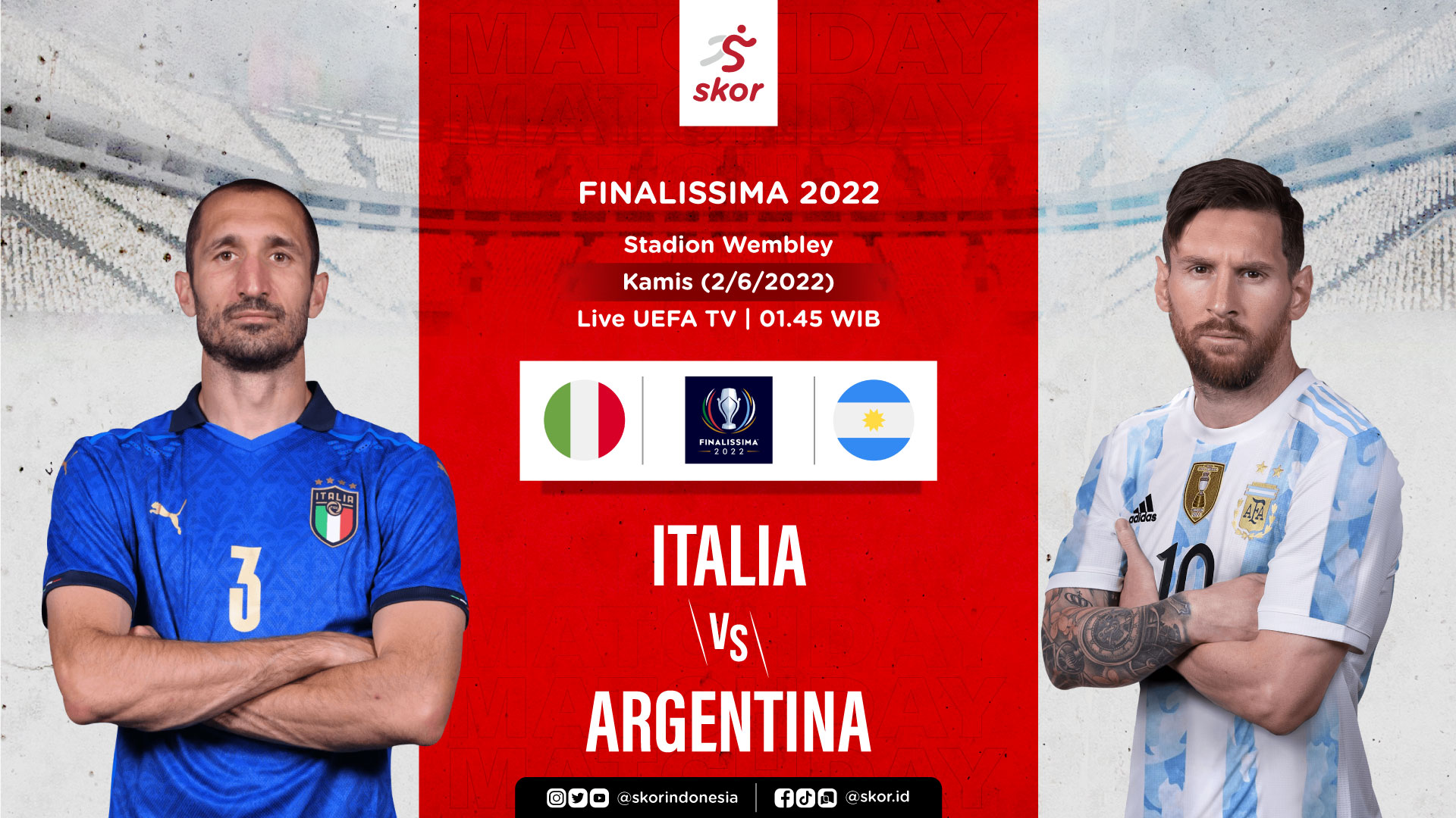 Link Live Streaming Italia vs Argentina di Finalissima 2022