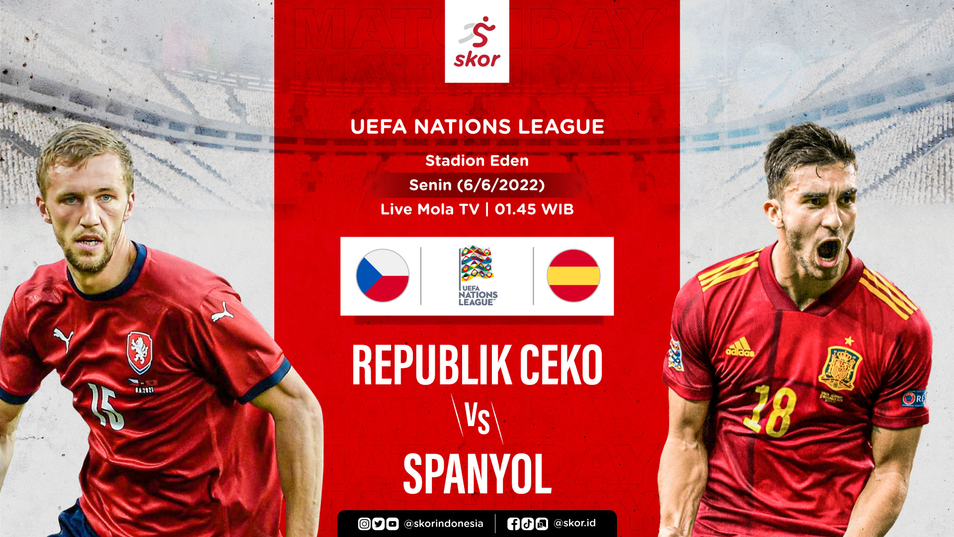 Link Live Streaming Republik Ceko vs Spanyol di UEFA Nations League