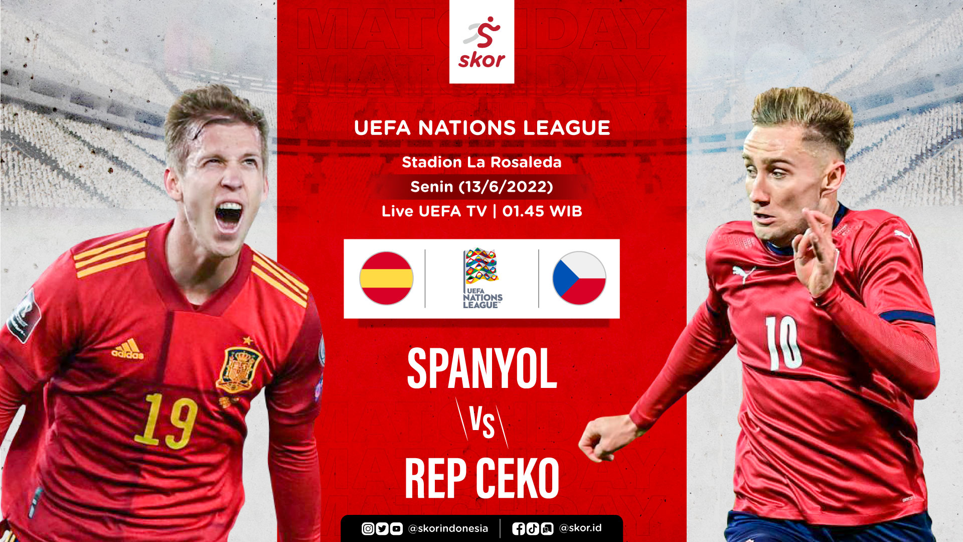 Link Live Streaming Spanyol vs Republik Ceko di UEFA Nations League 2022-2023
