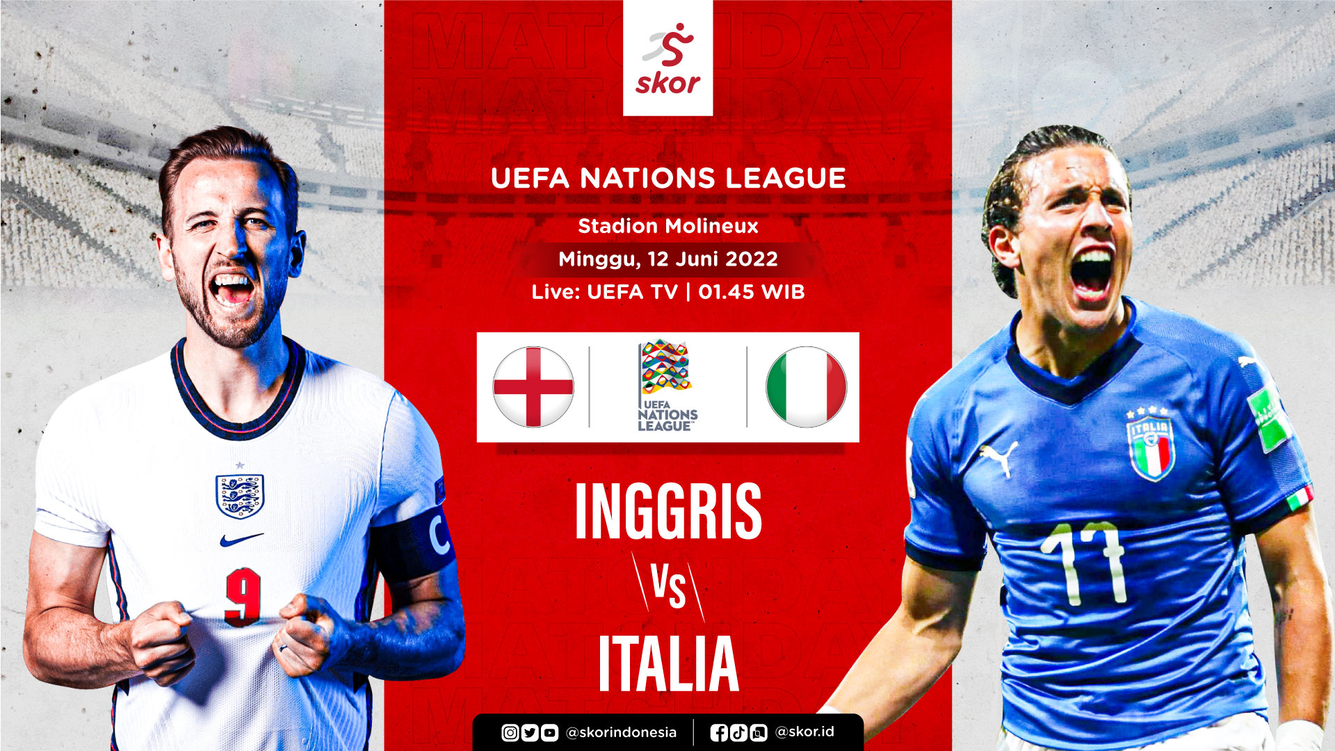 Inggris vs Italia: Prediksi dan Link Live Streaming