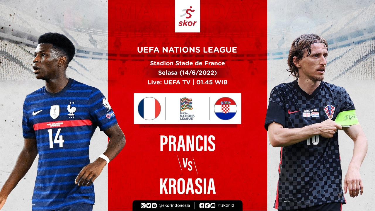 Link Live Streaming Prancis vs Kroasia di UEFA Nations League