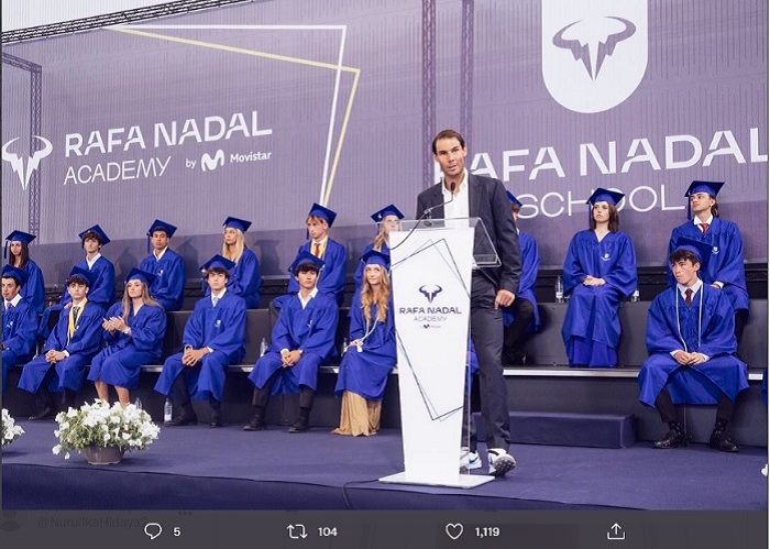 Rafael Nadal Lepas Wisudawan Sekolah Internasional Rafa Nadal dengan Pesan Moral yang Kuat