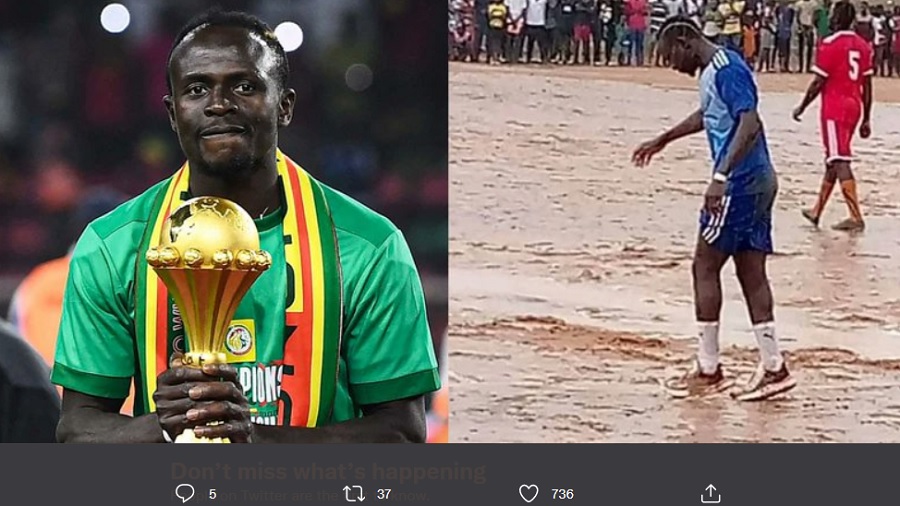Sadio Mane Ikut Tanding Tarkam dalam Lapangan Berlumpur di Senegal