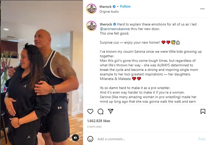 VIDEO: The Rock Hadiahkan Rumah Baru untuk Sang Sepupu, Bintang WWE Tamina