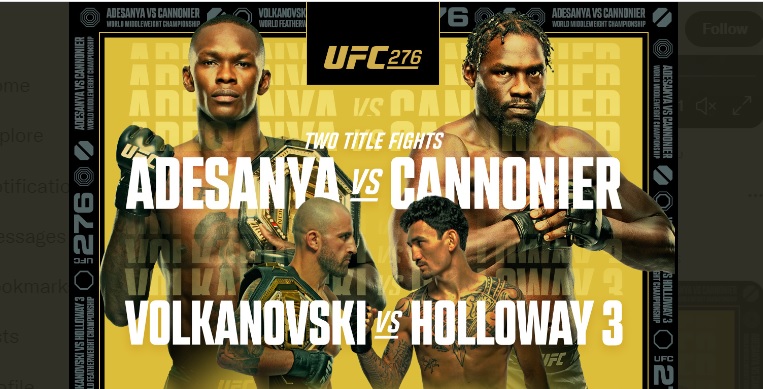 Link Live Streaming UFC 276: Israel Adesanya vs Jared Cannonier Jadi Sajian Utama