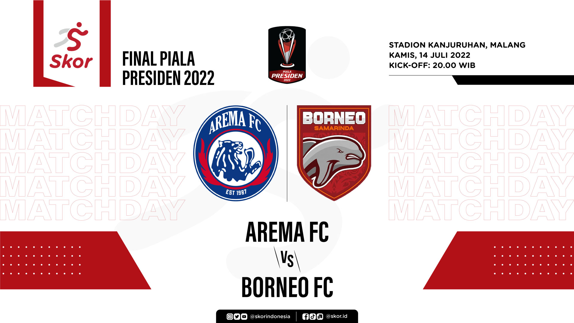 Prediksi dan Link Live Streaming Final Piala Presiden 2022: Arema FC vs Borneo FC