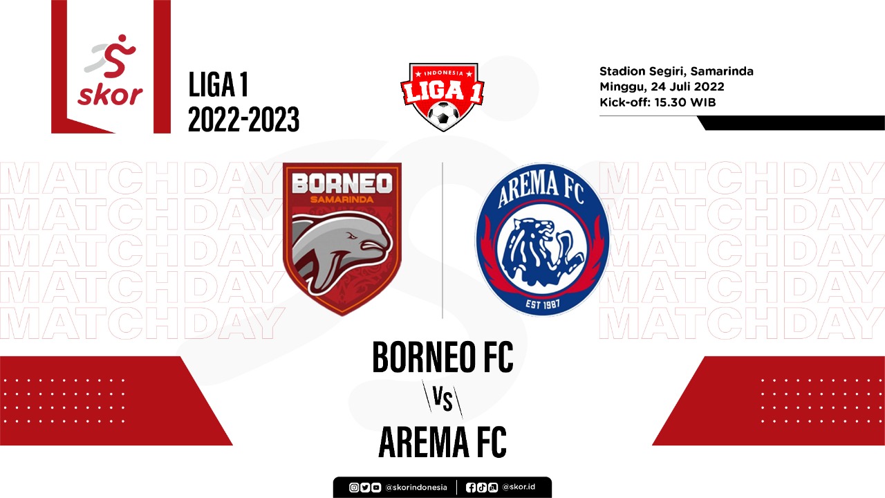 Hasil Borneo FC vs Arema FC: Singo Edan Dihantam Pesut Etam Tiga Gol Tanpa Balas