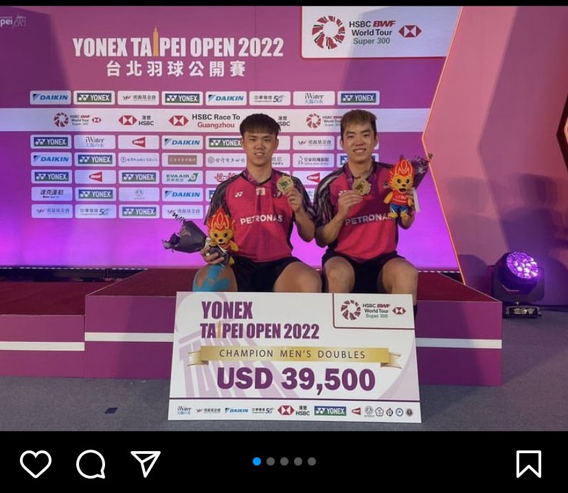 Tumbangkan Juara Olimpiade, Ganda Putra Malaysia Juara Taipei Open 2022