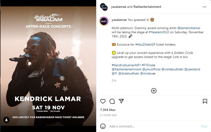 Kendrick Lamar Akan Memanaskan Balapan Formula 1 di Grand Abu Dhabi Tahun Ini