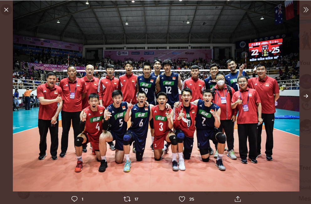Timnas Voli Putra Cina, dari Tim Pengganti menjadi Juara AVC Cup 2022