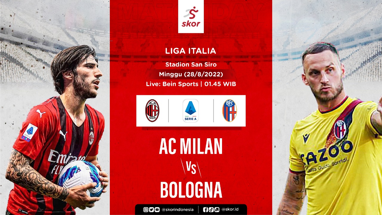 Hasil AC Milan vs Bologna: Menang 2-0, I Rossoneri Puncaki Klasemen Sementara