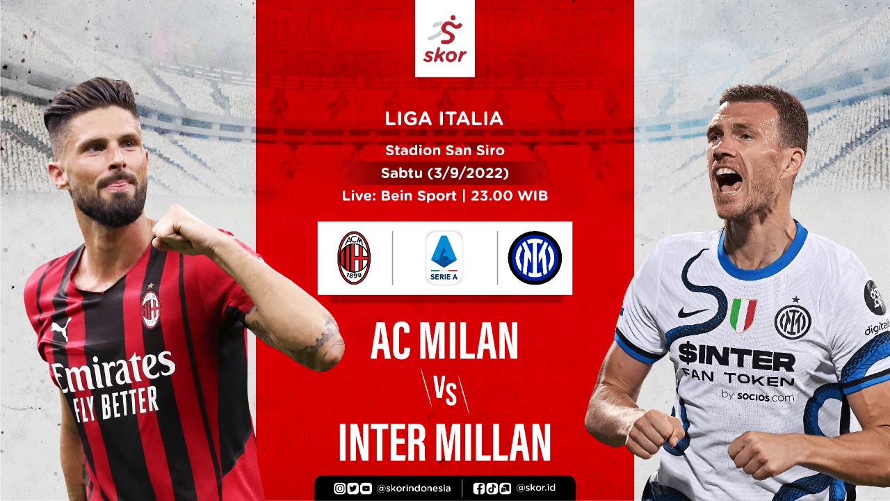 Link Live Streaming AC Milan vs Inter Milan di Liga Italia 2022-2023