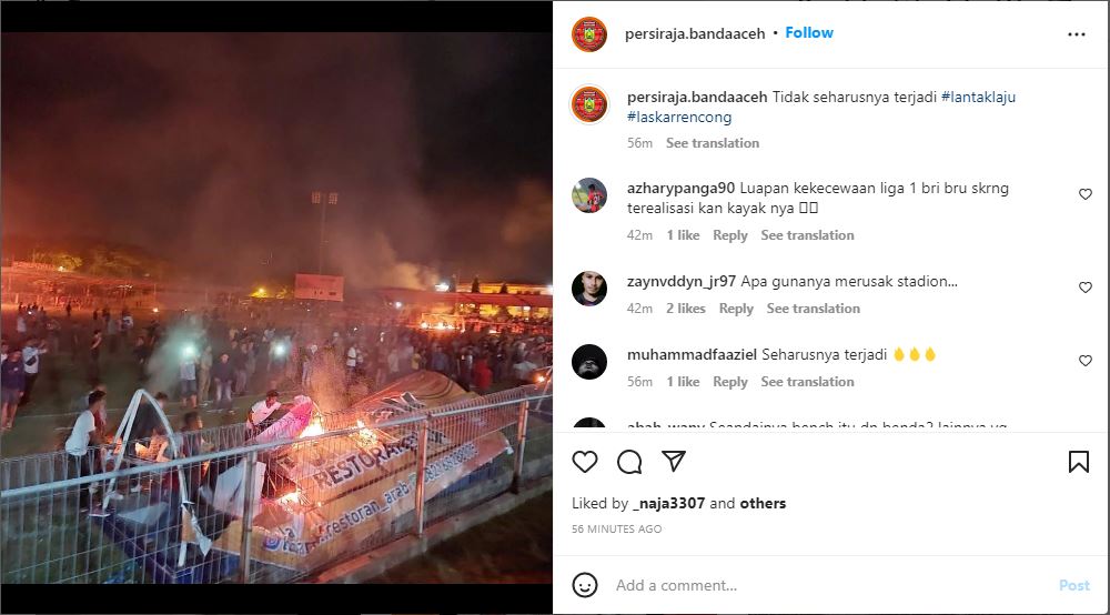 Kecewa Laga Persiraja vs PSMS Medan Ditunda, Penonton Bakar Fasilitas Stadion