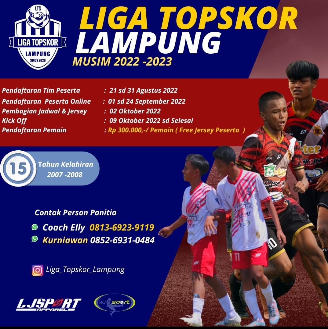 Pendaftaran Tim Liga TopSkor U-15 Lampung Masih Dibuka