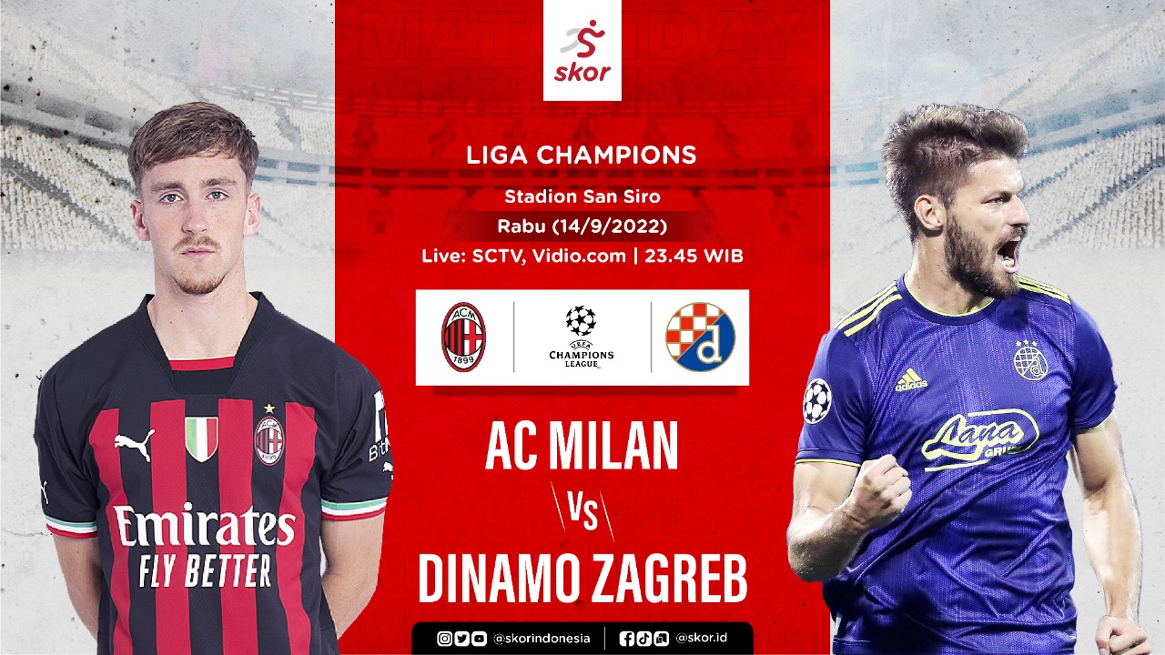 Hasil AC Milan vs Dinamo Zagreb: Menang 3-1, I Rossoneri Pimpin Klasemen