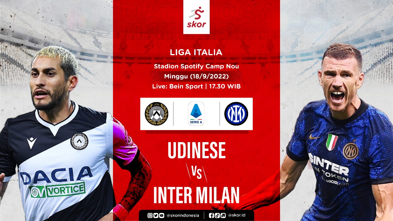 Link Live Streaming Udinese vs Inter Milan di Liga Italia 2022-2023